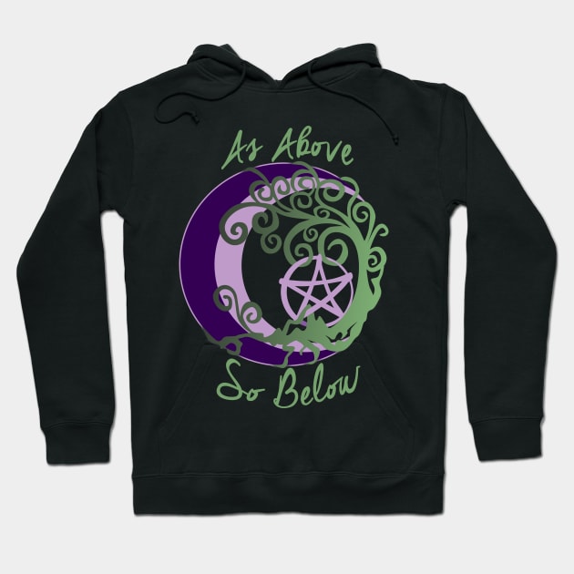 Wiccan Pagan Witch Tree of Life, As Above, So Below Art, pentacle Hoodie by BeesEz